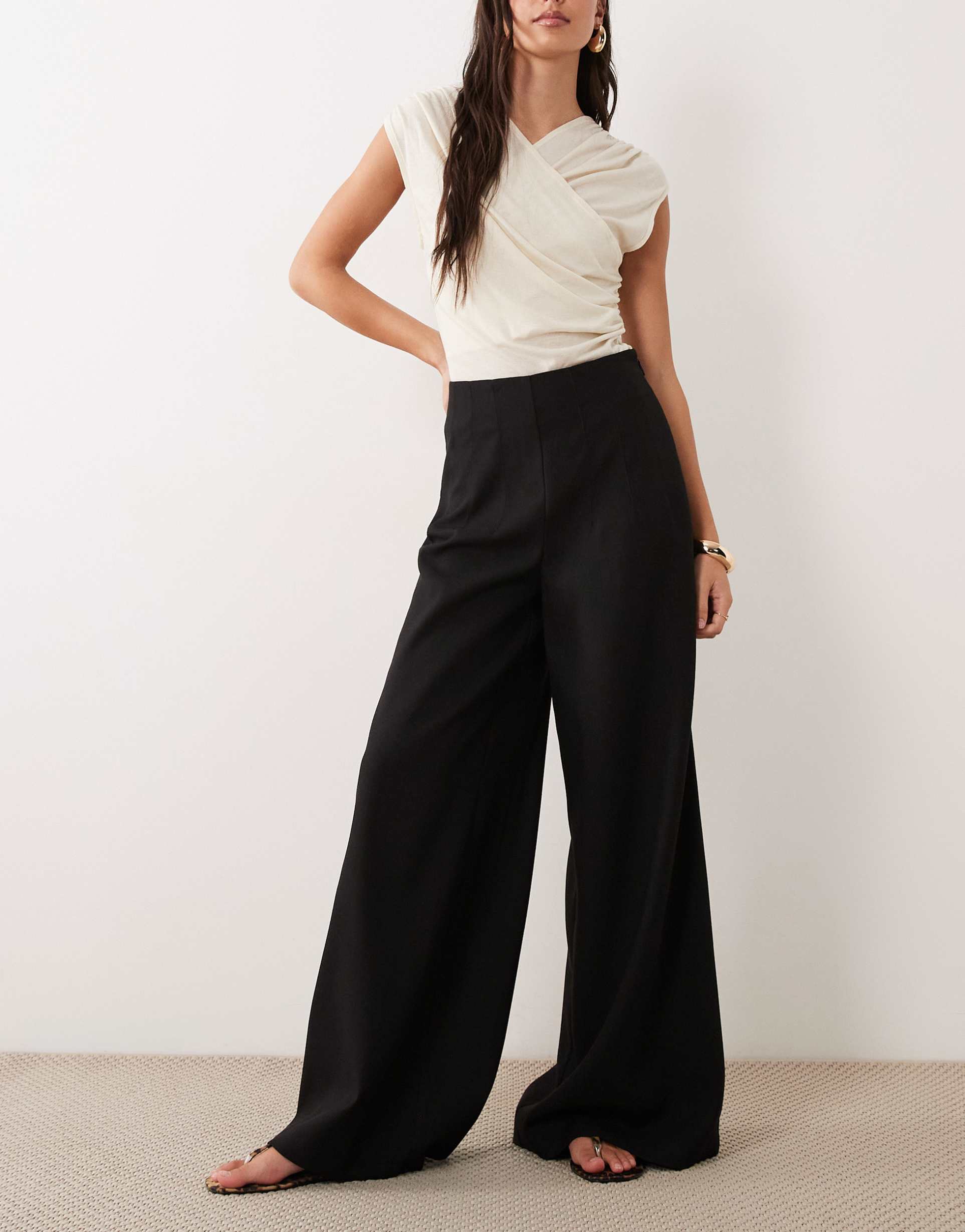asos design tailored high waist corset detail pants in black - part of a set