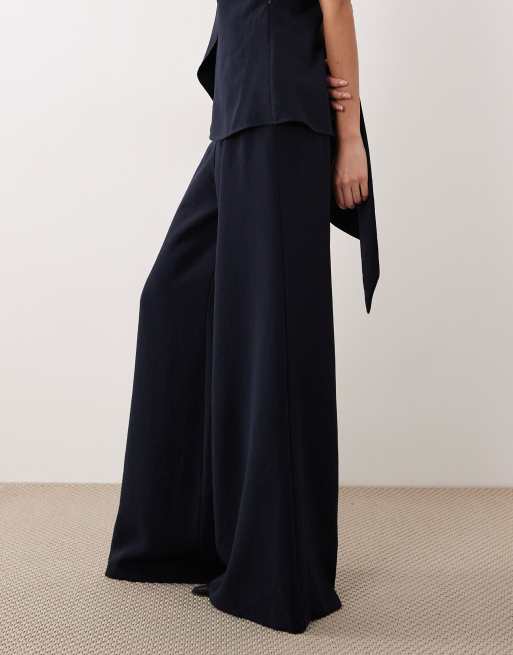 ASOS Design tailored high waist corset detailing palazzo pants in navy - Part of a set