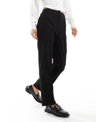 tailored high waist cropped pants in black