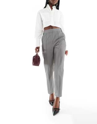 tailored high waist cropped pants in gray