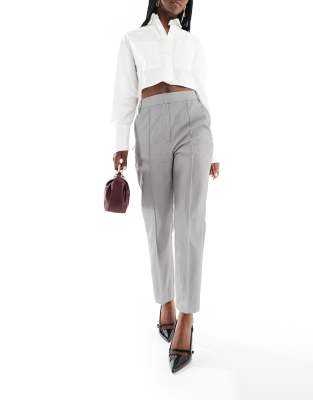 ASOS DESIGN tailored high waist cropped trouser in grey