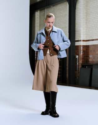 Asos Design Tailored High Waist Culotte Pants In Brown