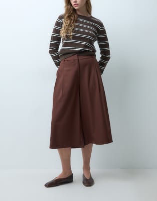 Asos Design Tailored High Waist Culotte Pants In Brown