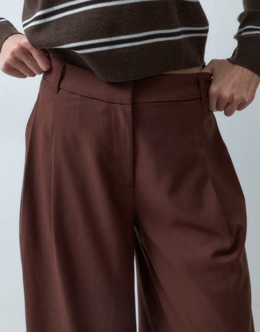 ASOS DESIGN Tailored high waist culotte pants in brown, 5 of 5