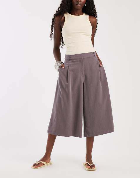ASOS DESIGN tailored high waist culotte pants in raisin - view 1