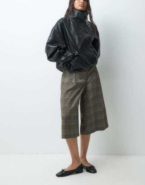 ASOS DESIGN Tailored high waist culotte pants in tartan check - view 1