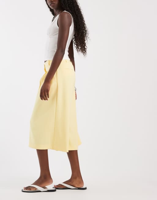 ASOS DESIGN Tailored high waist culotte trousers in yellow, 2 of 5