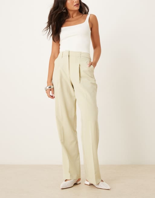 ASOS DESIGN tailored high waist pants with pleat detail in pistachio