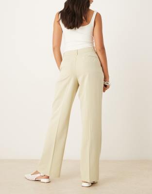 Asos Design Tailored High Waist Pants With Pleat Detail On Pistachio-green In Yellow