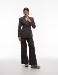 [ASOS DESIGN] ASOS DESIGN tailored high waist pleat front pants in chocolate-Neutral 14 Chocolate