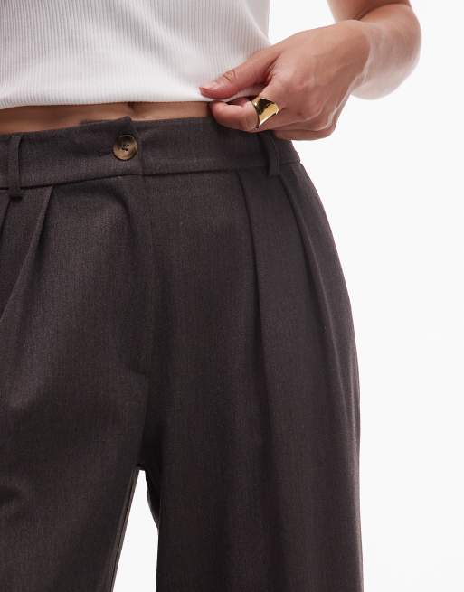 ASOS DESIGN tailored high waist pleat front pants in chocolate