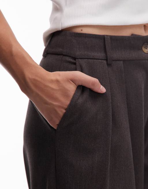 ASOS DESIGN tailored high waist pleat front pants in chocolate