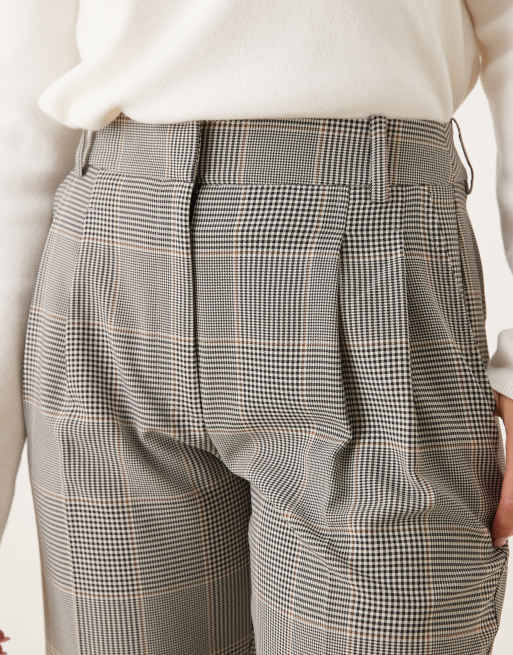 ASOS DESIGN tailored high waist pleated detailing pants in plaid