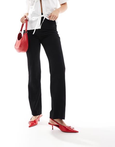 ASOS DESIGN tailored high waist seam detail relaxed trousers in black - view 1