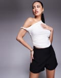 [ASOS DESIGN] ASOS DESIGN tailored high waist seam detail shorts in black (part of a set) 14 Black