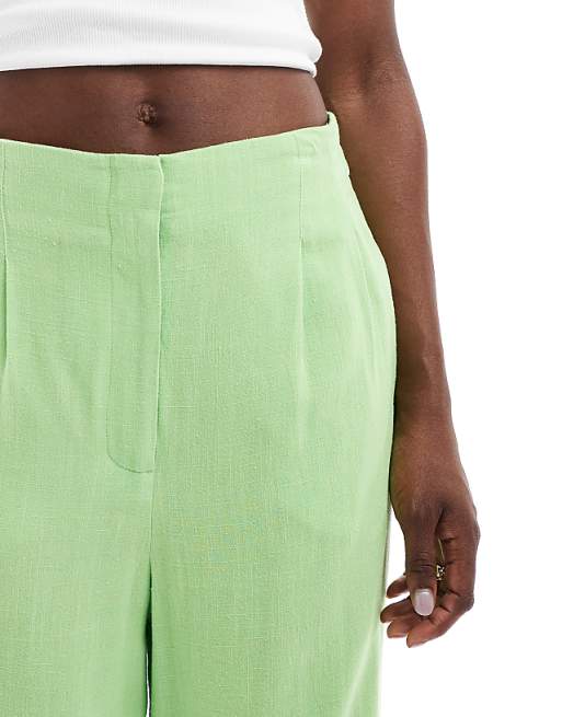 ASOS DESIGN tailored high waist seam detail wide leg linen ASOS DESIGN tailored high waist seam detail wide leg linen