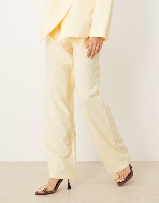 ASOS DESIGN tailored high waist straight leg suit pants in buttermilk, 3 of 5