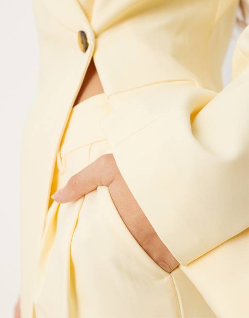 ASOS DESIGN tailored high waist straight leg suit pants in buttermilk, 4 of 5
