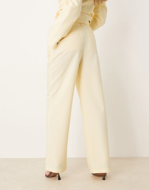 ASOS DESIGN tailored high waist straight leg suit pants in buttermilk, 5 of 5