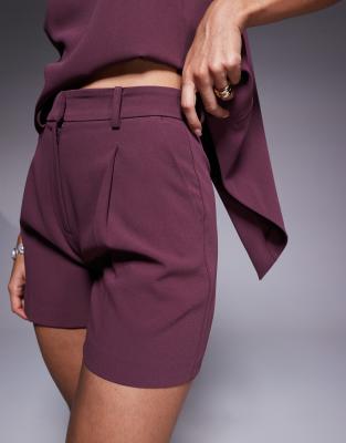 Asos Design Tailored High Waisted A-line Shorts In Purple