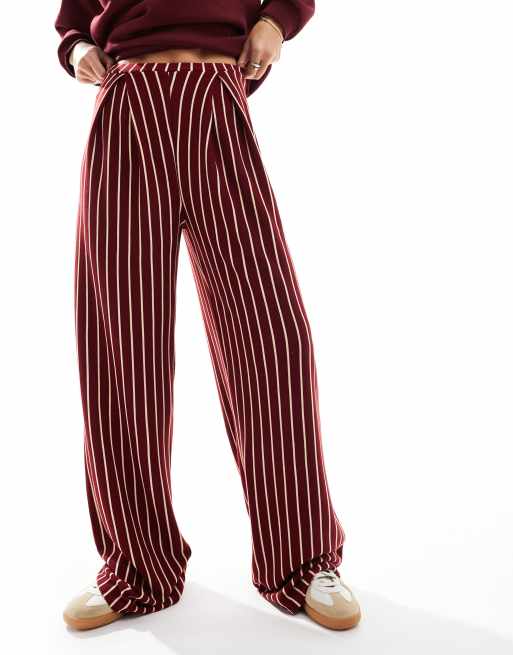 ASOS DESIGN tailored jogger in burgundy and white stripe ASOS