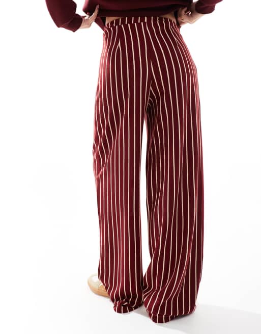 ASOS DESIGN tailored jogger in burgundy and white stripe, 4 of 5
