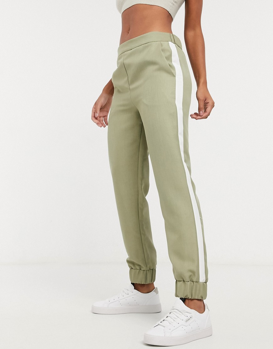 ASOS DESIGN tailored jogger with contrast side in sage-Green