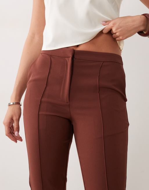 ASOS DESIGN tailored kick flare trouser in rum raisin, 5 of 5