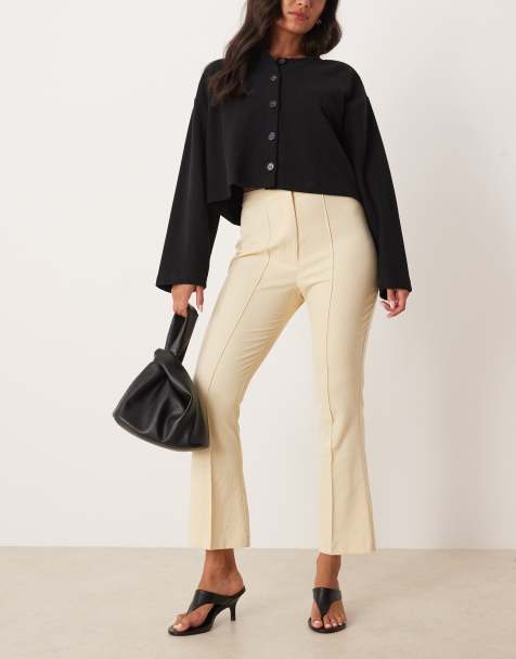 ASOS DESIGN tailored kick flare trousers in lemon - view 1