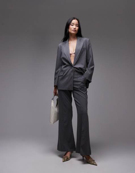 ASOS DESIGN tailored kickflare pants in charcoal (Part of a set) - view 1