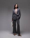 [ASOS DESIGN] ASOS DESIGN tailored kickflare pants in charcoal (Part of a set)-Grey 12 Charcoal
