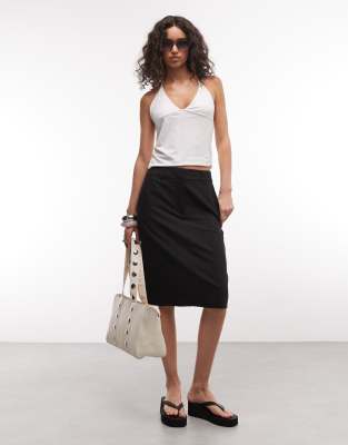 Asos Design Tailored Knee-length Pencil Skirt In Black