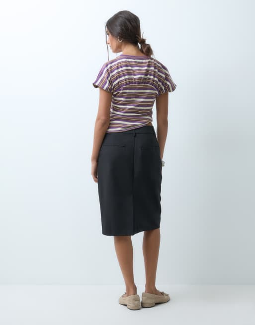 ASOS DESIGN Tailored knee length pencil skirt in black, 5 of 5