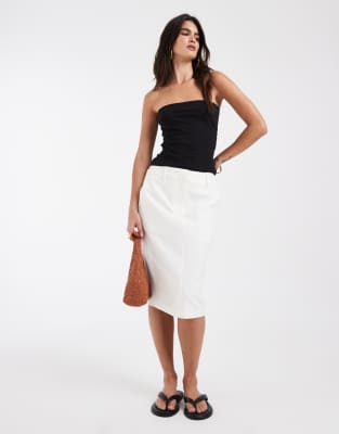 Asos Design Tailored Knee Length Pencil Skirt In White