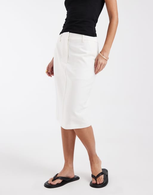 ASOS DESIGN tailored knee length pencil skirt in cream, 2 of 5