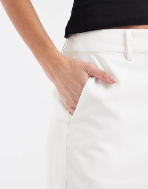 ASOS DESIGN tailored knee length pencil skirt in cream, 3 of 5
