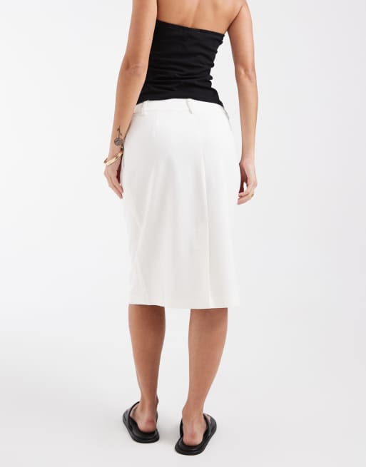 ASOS DESIGN tailored knee length pencil skirt in cream, 5 of 5