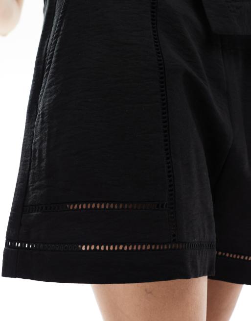 ASOS DESIGN tailored ladder trim shorts in black (part of a set), 5 of 5
