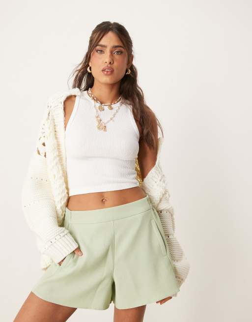 ASOS DESIGN tailored linen look boxer shorts in pistachio, 2 of 5