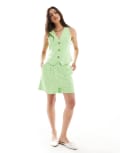 [ASOS DESIGN] ASOS DESIGN tailored linen look pleated shorts in lime green 14 Lime Green