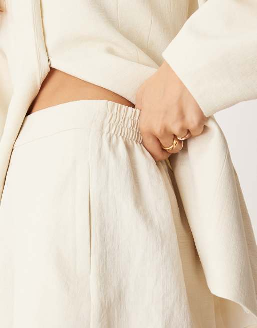 ASOS DESIGN tailored linen look shorts in buttermilk - part of a set