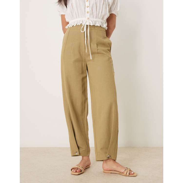 ASOS DESIGN tailored linen pants with multi way tab hem in