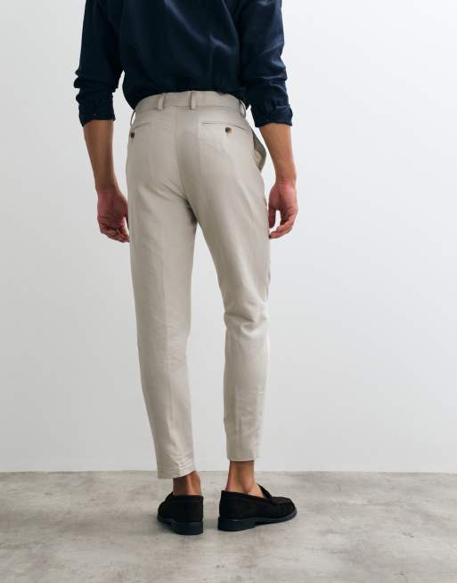 ASOS DESIGN tailored linen rich tapered pants in stone, 5 of 5