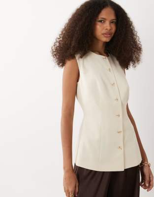 ASOS DESIGN tailored linen waistcoat in-White