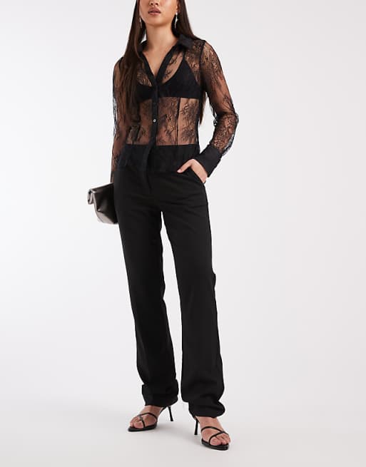 ASOS Design tailored long skinny cigarette pants in Black