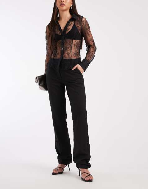 ASOS DESIGN tailored long skinny cigarette trousers in black