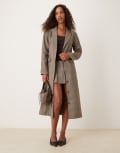 [ASOS DESIGN] ASOS DESIGN tailored longline blazer in check (part of a set)-Brown 18 check