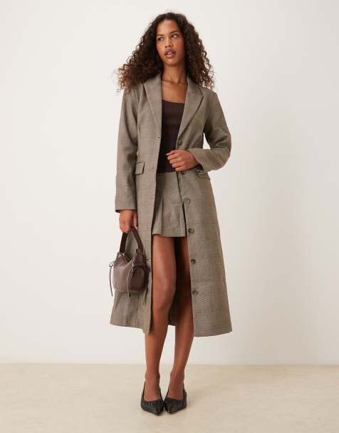 ASOS DESIGN tailored longline blazer in plaid - part of a set - view 1