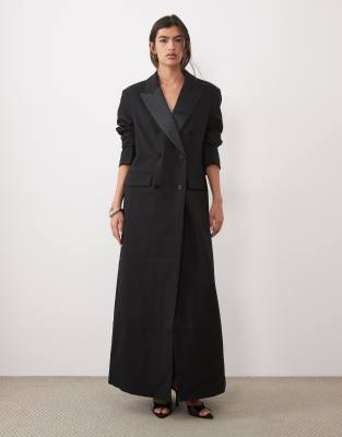 Asos Design Tailored Longline Power Shoulder Tux Blazer Set In Multi