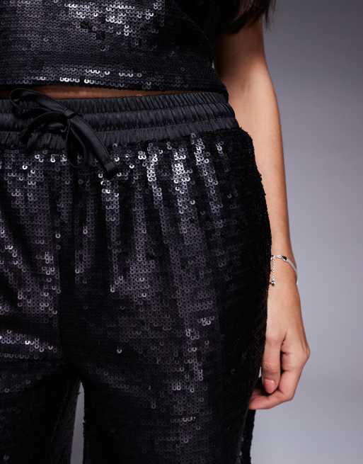 ASOS DESIGN tailored longline sequin shorts in black (part of a set) , 5 of 5